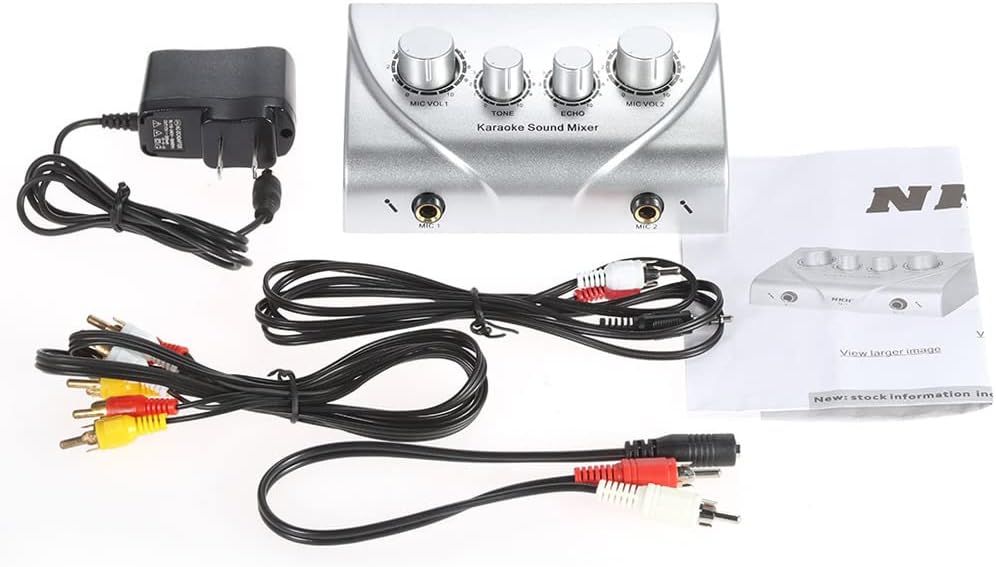 Karaoke Sound Mixer Dual Mic Inputs With Cable N-1 Black Color (white)