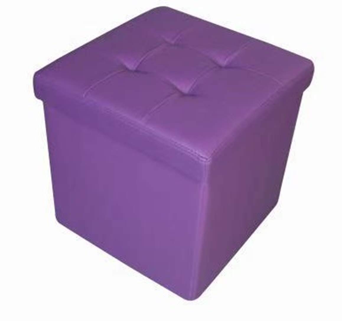 Home Harmony Kensington Folding Storage Ottoman, Storage Chest, Footrest, Bench, padded Seat, Faux Leather (Lilac, Medium) — image 1