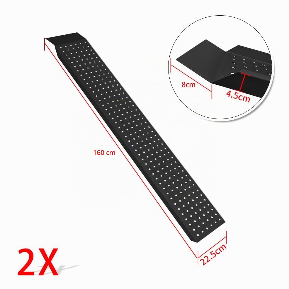 LARS360 Rampa di carico per rimorchio, auto e moto - Accessorio per sedia a rotelle (Nero, 160 cm)