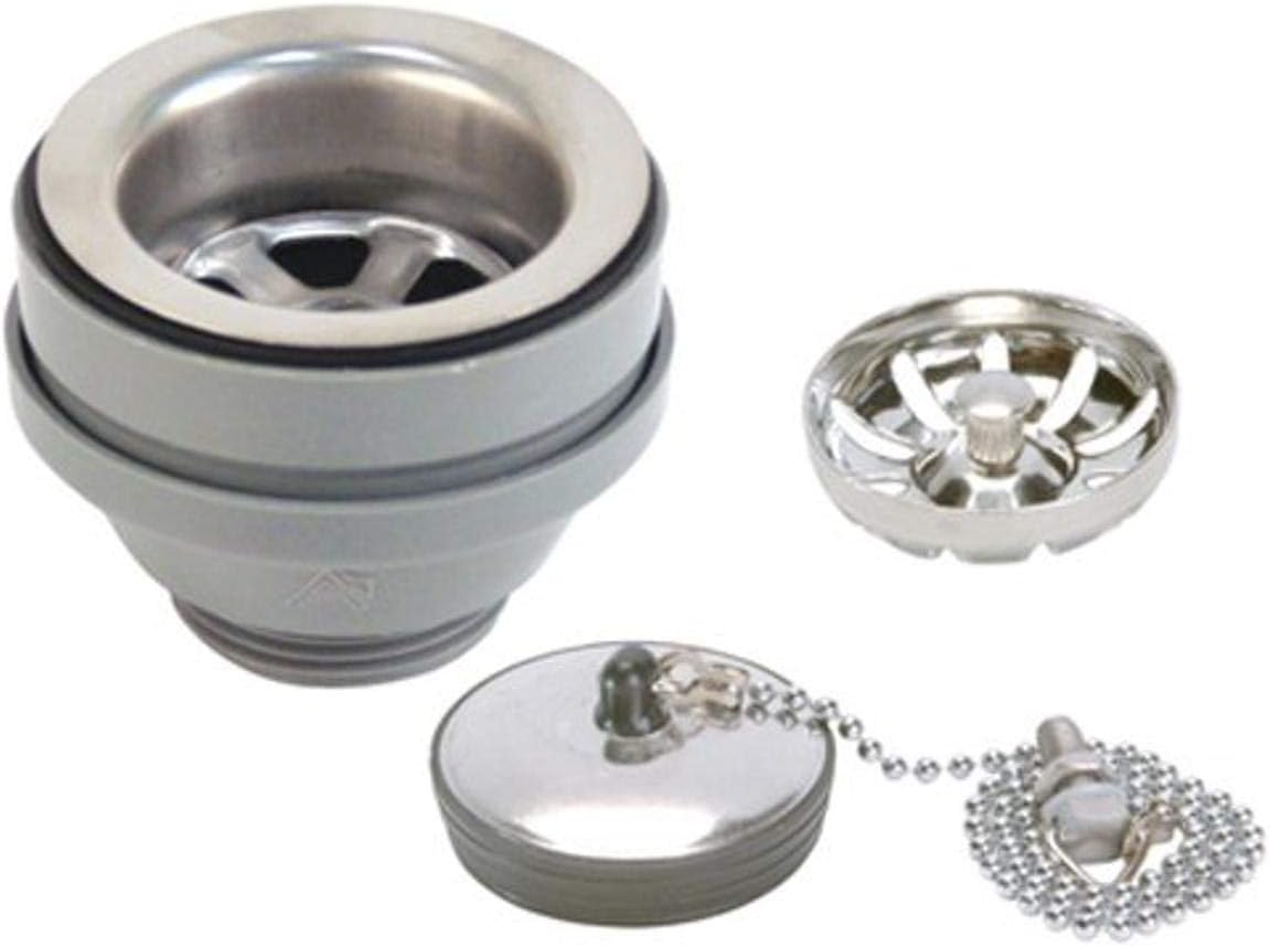 Ambassador MarineStraight Sink Drain with Ultra Mirror Finish, 1 1/4-Inch Thread and Strainer Basket