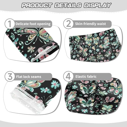 Vintage Green Butterflies Girls Leggings Athletic Pants Tights Stretch Bottom3