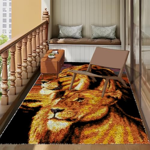 Tehocwiz 38x52 cm Kit Tapis Point Noué à Faire Latch Hook Kit de Tapisserie Kits de Crochet de Loquet Tapis Noué à Nouer Soi-Même Kits pour Adultes Débutants Point de Croix