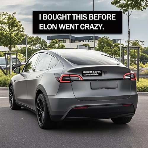 Image of I Bought This Before Elon Went Crazy Tesla Bumper Magnet for Model XY3 Cybertruck, Anti Elon Tesla Club，11 inch x 2.75 inch Weatherproof Magnetic Non-Adhesive Car Decals, Anti Elon Musk