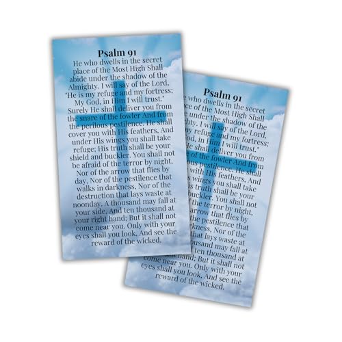 Psalms 91 Bible Verse Wallet Card | 30pk 2x3.5” Prayer Card Umbrella of Protection Shelter Whoever Dwells Rest in Shadow Poster Wall Art Bracelet Driving Keychain First Time Drivers Angel