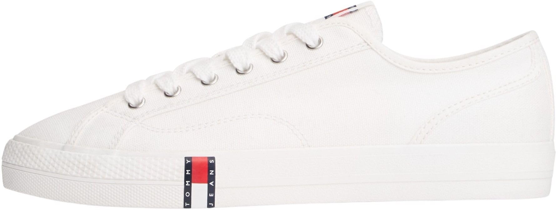 Tommy Jeans Women's Cream Canvas Trainers in Size 4, Sports Direct