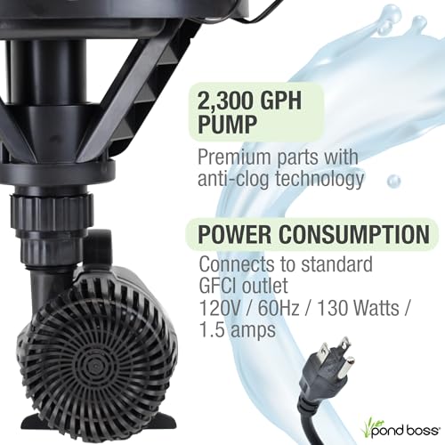 Pond Boss DFTN12003L Floating Fountain With Lights, 50 Foot Power Cord, 1/4 hp