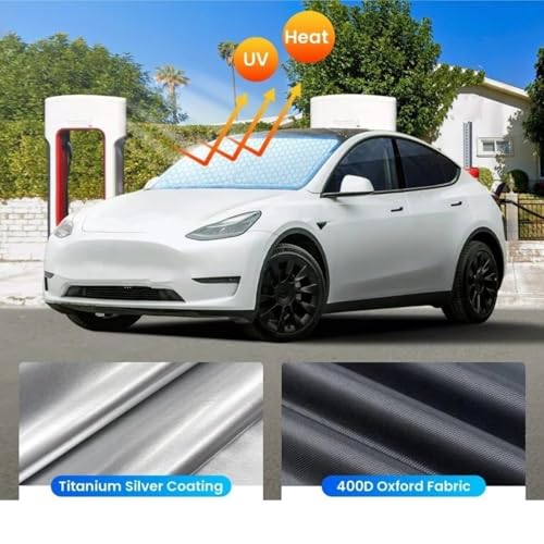 Pare soleil pour Tesla Model Y fraîcheur habitacle en été pour pare-brise avant - 5
