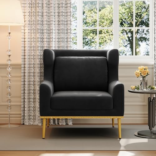 Sillón Curvo Terciopelo Plegable Negro