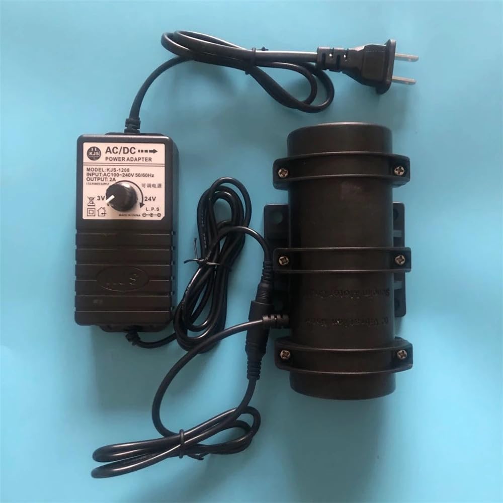 DC12V/24V Brushed DC Strong Vibration Motor 3000RPM Double Eccentric Wheel 15W Power Shaker Motor Suitable for Massage Bed Chair,Equipment Vibration (12V Motor+Power)