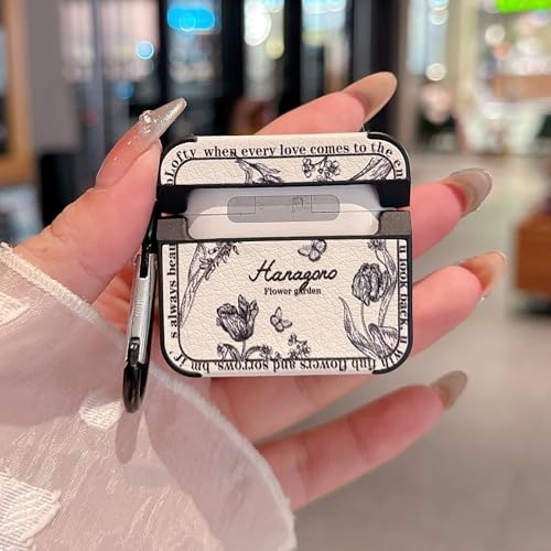 PHOEACC for AirPod 4 Case for Women Girls Cute Retro Flower Design with Keychain PU Leather Squre Shockproof Protective Cover Compatible with AirPods 4th Gen Case (Retro Rose White) by PHOEACC - Used condition - Image 5