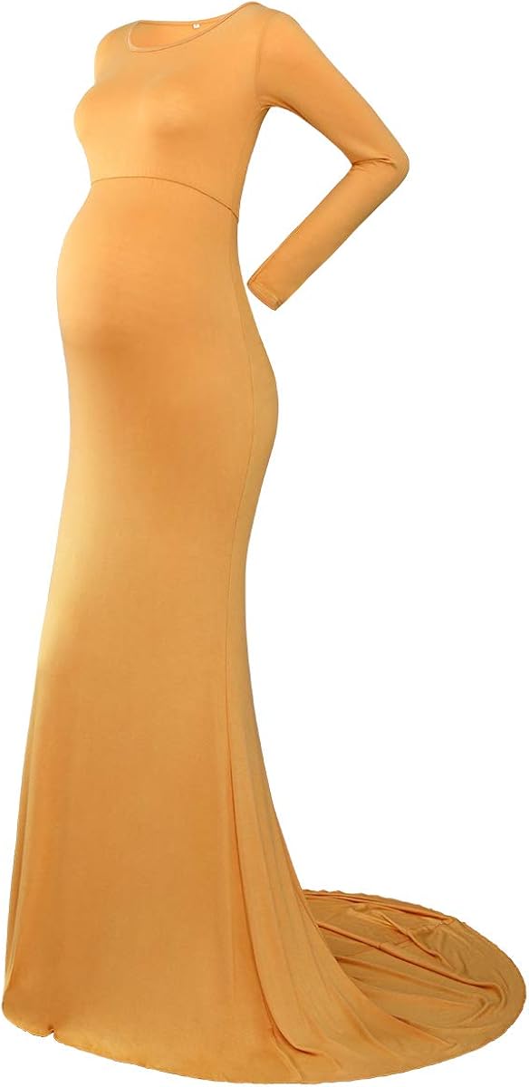 Maternity Elegant Fitted Photography Gown Long Sleeve Slim Fit Maxi Photography Floor Baby Shower Grace Dress Photo Shoot at  Women’s Clothing store