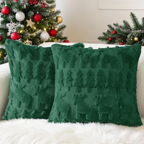 Lonya 2 Stück Kissenbezug Weihnachten 45 x 45 cm Super Weich Plüsch...