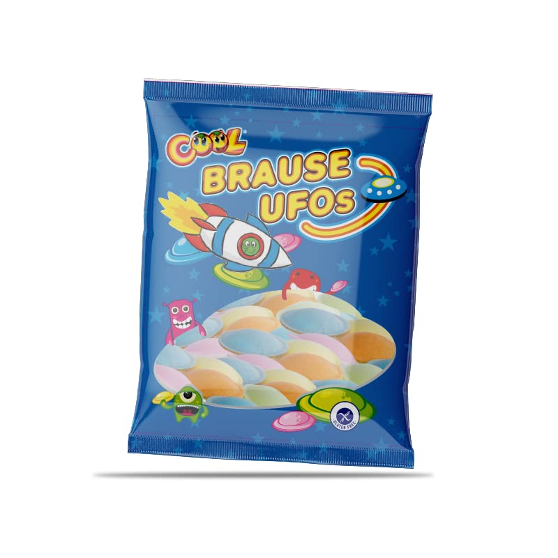 COOL Brause Ufos mit Schleckpulver Brausefüllung, prickelnder Fruchtgeschmack, Flowpack 1 x 39 g