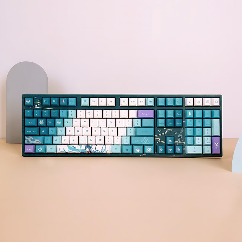 GENSHIN IMPACT "Vigilant Yaksha Xiao Mechanical Keyboard 108 Keys - Grass Green Capacitive Switch V2