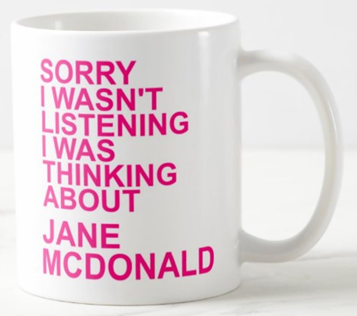 PERSONAL IDENTITY Ceramic Mug - Sorry I Wasn't Listening I was Thinking About Jane McDonald - Cruising with Cruise Singer Holiday Ship Travel Presenter Celebrity Mugs M610
