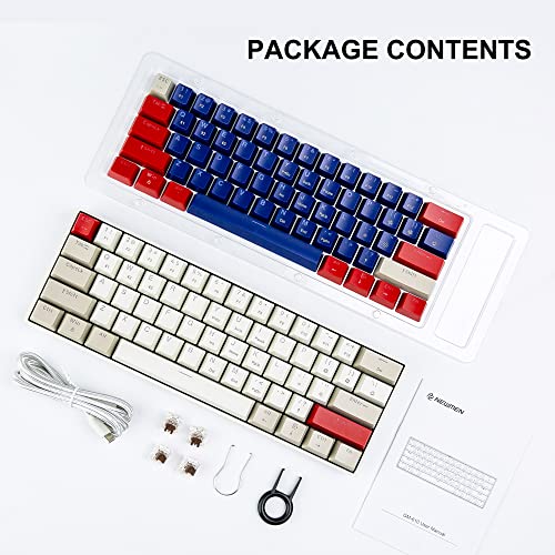 Image of Newmen GM610 60% Wireless Mechanical Gaming Keyboard,Wired /Bluetooth Keyboard,RGB Backlit,61 Anti-Ghosting Keys,Programmable,Hot-Swappable,for Windows Mac Android (Brown)
