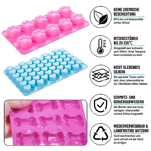 Livdouyu Backmatte Hundekekse, 9 Stück Backmatten für Hundeleckerlies Set, Hundekekse Backform Silikon für Backofen, Mini Backmatte Silikon für DIY Hundeleckerlies, Schokolade, Kekse, Süßigkeiten