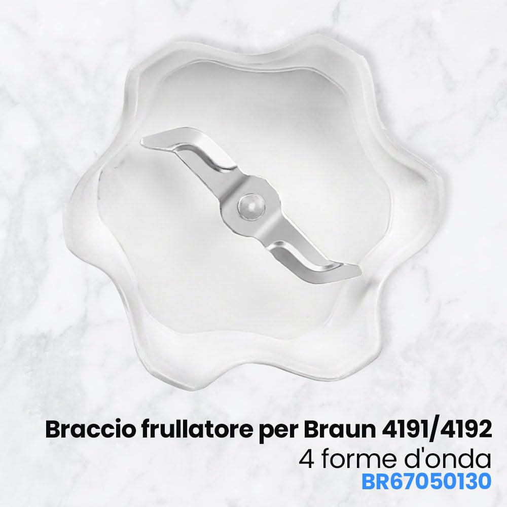 Anakel Home Braccio Frullatore di Ricambio per Braun modello 4191/4192 4 Onde | Riferimento 67050130 | Compatibile con Multiquick 5, Minipimer 5, Multiquick 7 | Colore bianco