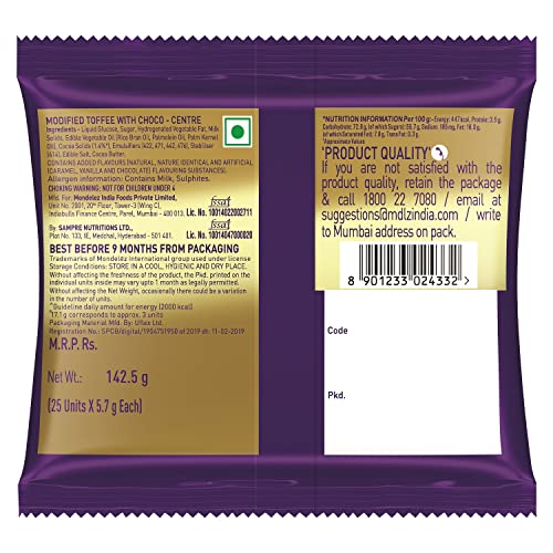 Image of Cadbury Choclairs Gold Candy (25 units * 5.7g each), 142.5g