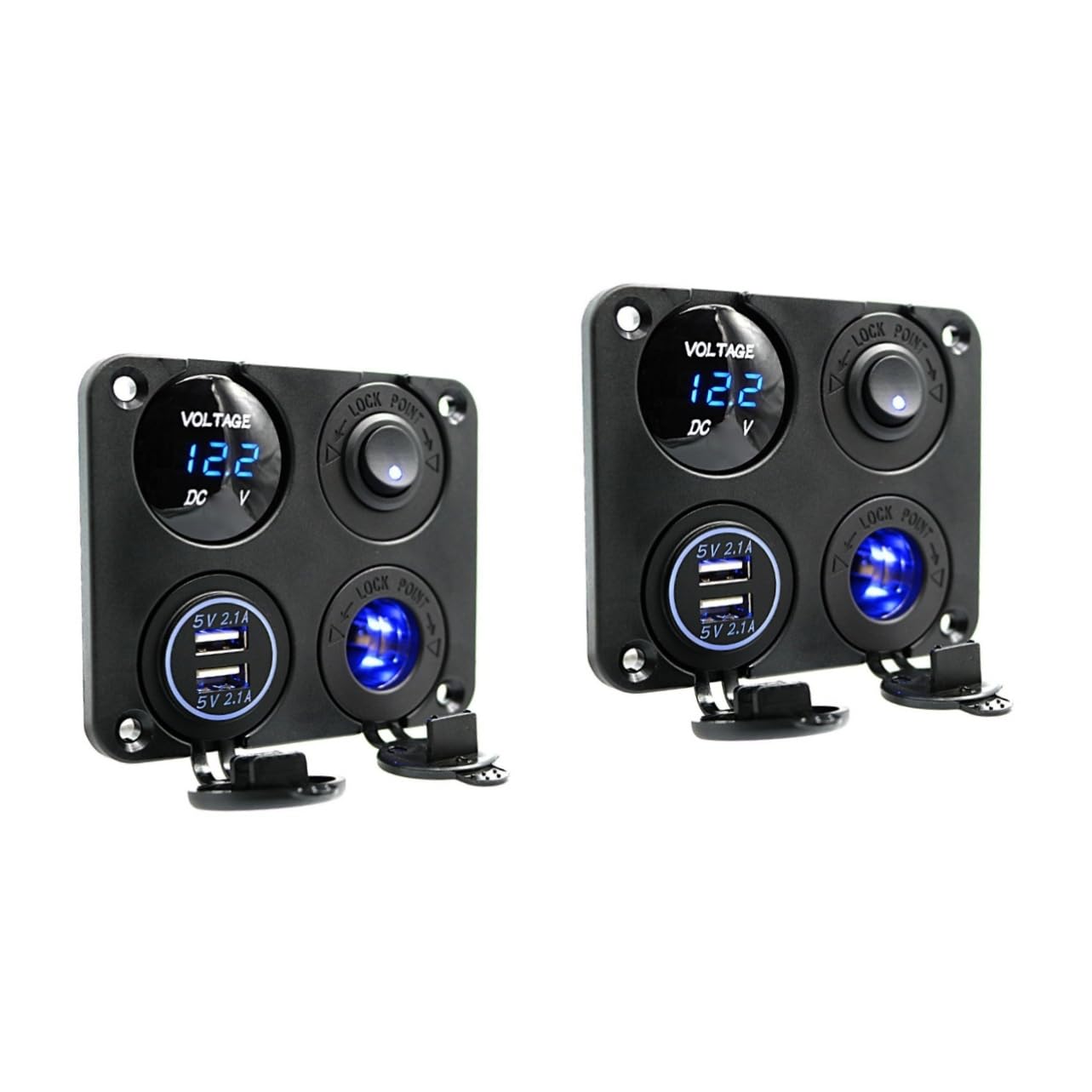 jojofuny 2 Pezzi 4 1 Pannello Di Presa Di Ricarica Usb Voltmetro 21a Caricabatterie Doppio Usb 12-24v Per Camper Camion Camper