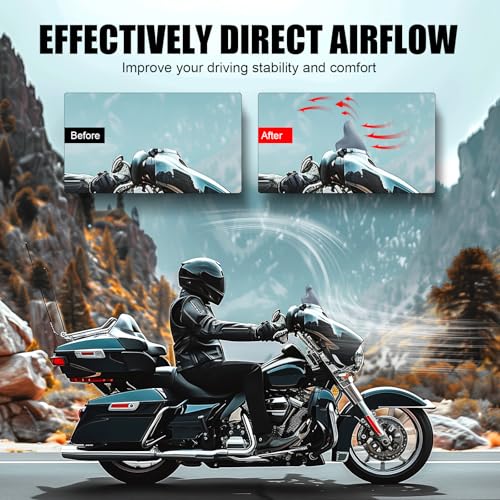 Image of JMTBNO Smoke 4.5 inch Motorcycle Wave Windshield Windscreen Compatible for 2014-2024 Harley Davidson Touring Street Glide /Electra Glide /Ultra Limited /Tri Glide FLHT FLHX FLHXS FLHTK
