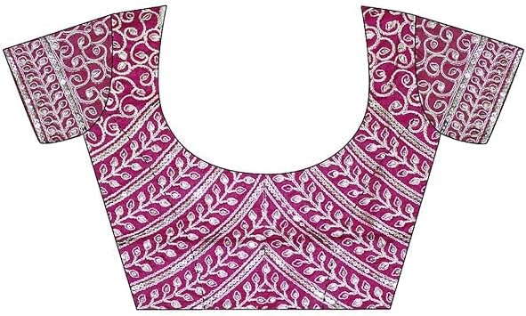 VIBRANCE Women's Tissue Silk Sequin Embroidery Scalloped Border Saree with Unstitched Blouse Piece