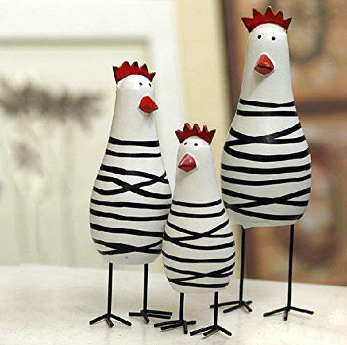 Figurines en bois poulet (lot de 3) pour la décoration de table rustique