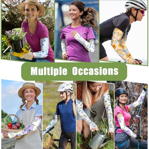 Image of Bebila Gardening Sleeves for Women Farm UV Sun Protection Anti-Scratch Cooling Sleeves with Thumb Hole Arms Cover Outdoors
