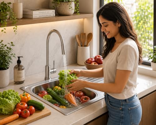 Image of Stainless Steel Kitchen Sink 45x20 Inch with Drain Board | Large Single Bowl Drainer Sink | With Waste Coupling & PVC Pipe | Heavy Duty Kitchen Sink