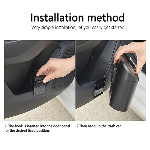 Image of Car Bin with Lid and Trash Bags, Leakproof Mini Car Accessories Trash for Home(Black)