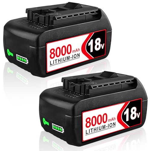 2 Stück 8000mAh Lithium-ion Ersatzakku für Bosch Akku 18V Werkzeuge, 8.0Ah Kompatibel mit Bosch für Akku BAT609G BAT609 BAT618 BAT618 SKC181-202L mit 4LED (2Stück BAT)