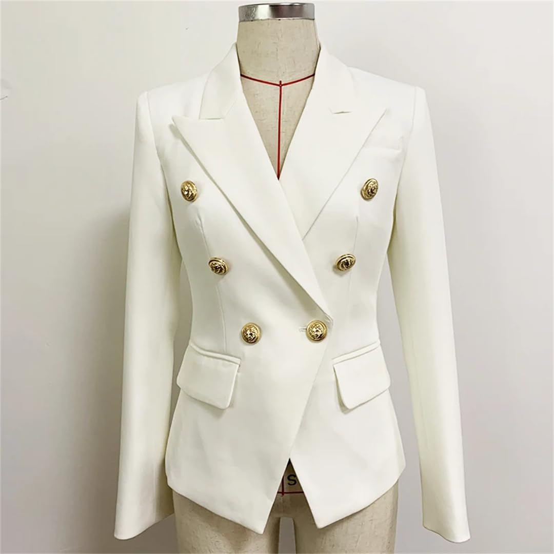 Veste de costume pour femme avec boutons dorés à double boutonnage