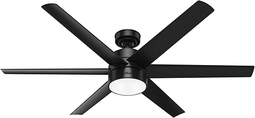Hunter Fan Company 59624 Solaria Ventilador de techo, 60, acabado negro mate Acabados en negro mate,Acabado plateado mate.