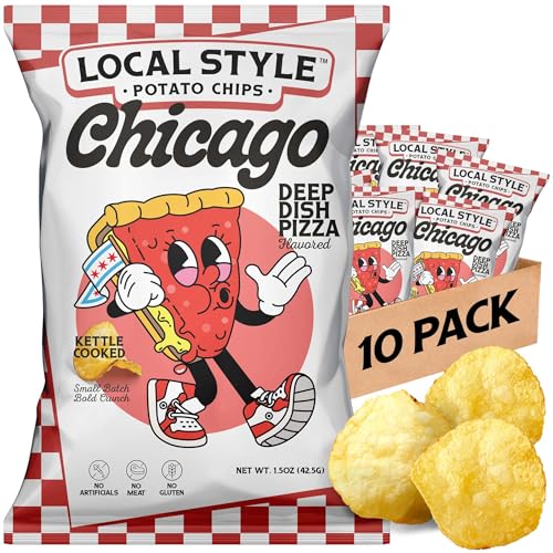 Local Style Potato Chips, Chicago Deep Dish Pizza Flavor – Kettle Cooked & Small Batch –...
