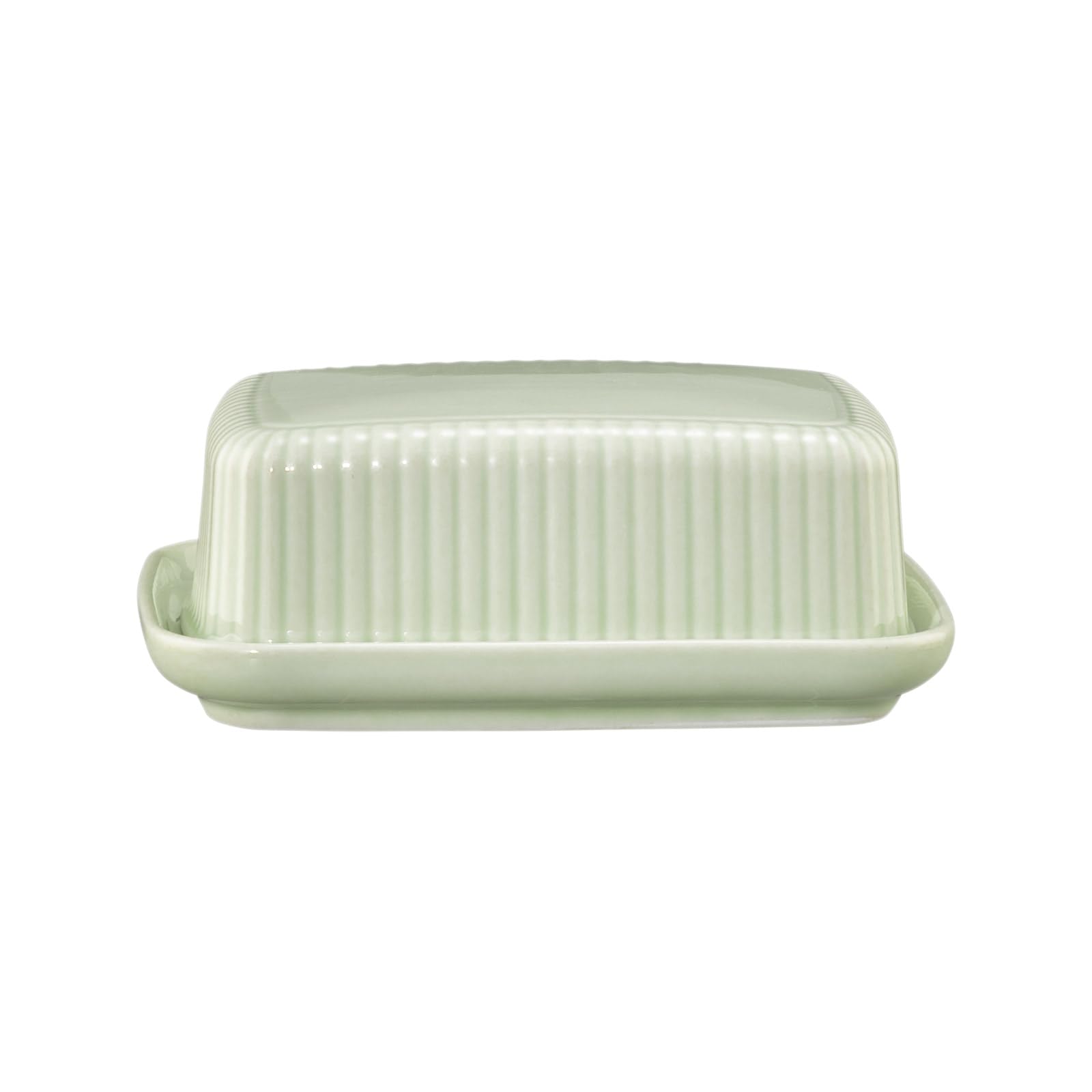 Seltmann Weiden Amina Butterdose | Butterbehälter für 250 g Butter | Frühstücksgeschirr mit feinem Reliefmuster | Porzellan, Spülmaschinenfest | Seladon