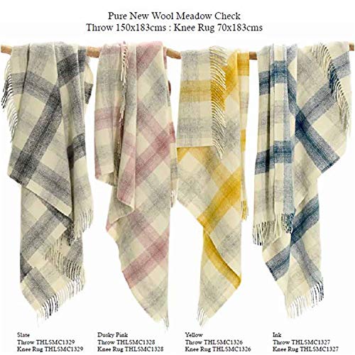 Tweedmill Textiles Meadow Check Throw Blanket -100% Pure New Wool - BRITISH MADE - DUSKY PINK, Twin - Image 2