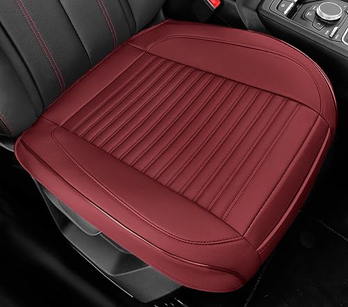 Car Seat Covers Front Pu Leather Seat Covers, 2 Pcs Universal Bottom Seat Covers For Cars, Storage Bags, Anti-Slip, Full Wrapping Edge Fits 95% Of Vehicles - Red #TOP5