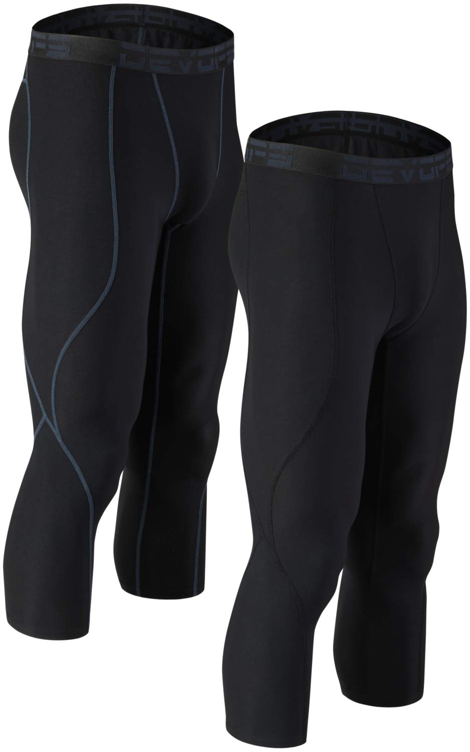 DEVOPS 2 Pack Men's 3/4 Compression Pants Athletic Leggings with Pocket