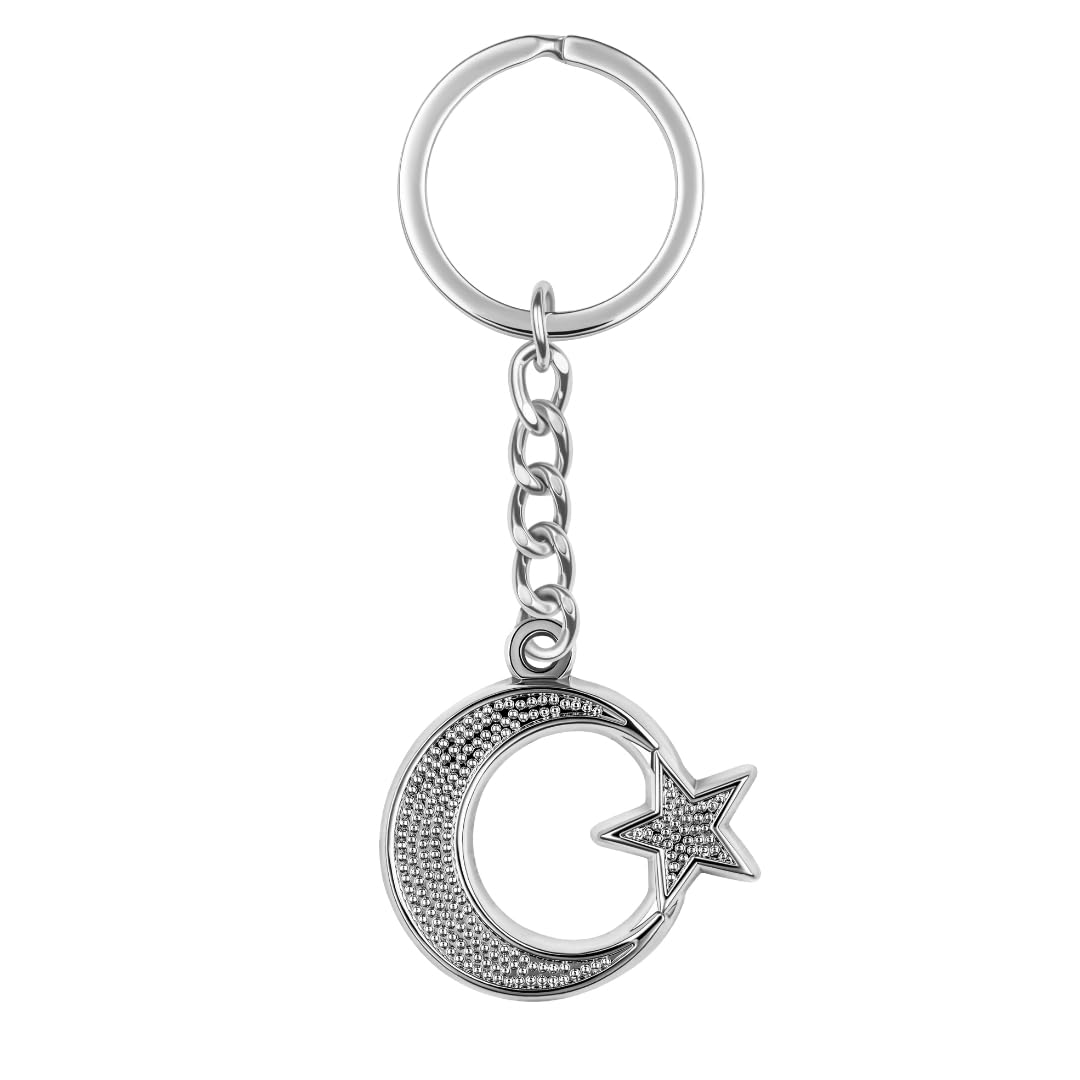 d'origine Turkey Crest Keyring - High Quality Keyring with Turkish Design, Turkish Gift, Turkey Crest, Turkish Flag Keyring, silver