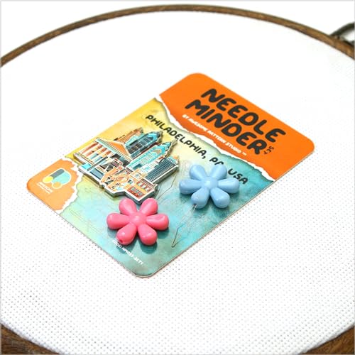 Image of Awesome Pattern Studio Needle Minder Set - Philadelphia Magnetic Needle Minder + 2 Needle Threaders. Enamel Pin for Cross Stitch, Embroidery and Craft