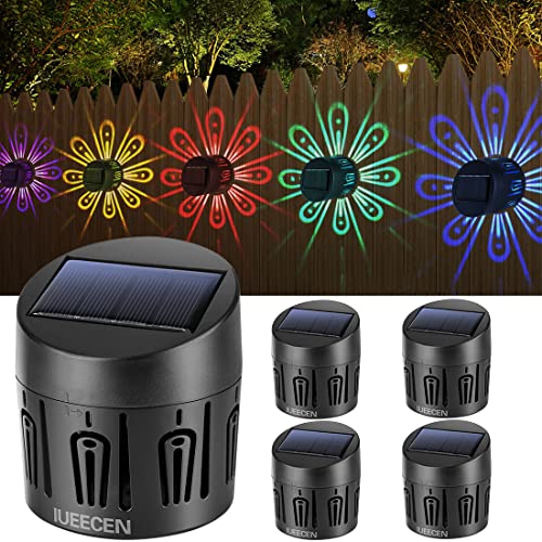 IUEECEN Solar Fence Lights Outdoor Decorative, Solar Deck Lights,Outside Garden Waterproof Steps Shadow Decoration Light,for Wall Patio Stair Yard Pathway Courtyard 7Colors Change 4Pack