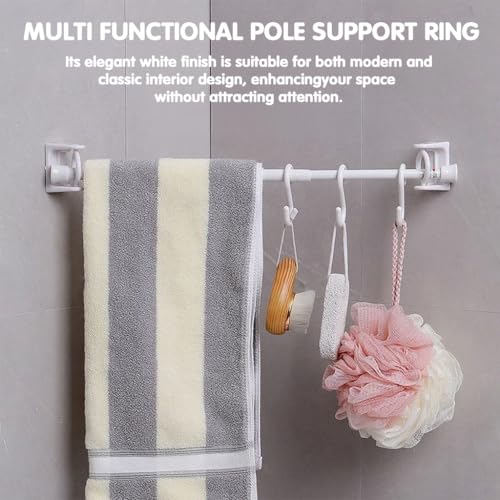 Image of HASTHIP 8Pcs Curtain Rod Holder Without Drill Self-Adhesive 360 Rotating Curtain Rod Brackets, Wall-Mounted Adjustable Holders for Towels, Room Dividers, Bathroom & Kitchen Storage