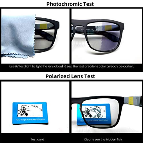 Photochromic Polarized Driving Sunglasses Men Square Matte Frame Eyewear Outdoor Sport Cycling UV Protection Glasses2