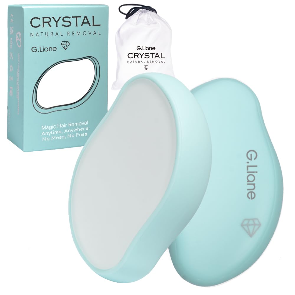 Crystal Hair Eraser,Painless Glass Hair Removal,Magic Nano Hair Remover Stone,Reusable Epilator for Women and Men (Blue)
