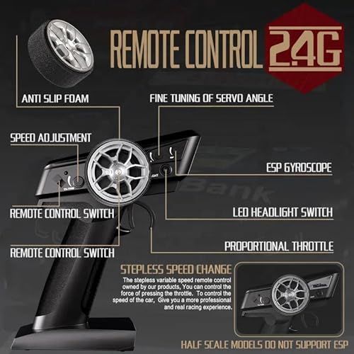 Image of Krishiv RCS 1:16 RC Drift Car for Kids 8+ & Adults - 4WD 30km /h Remote Control Car with ESP Stability Mode | Drift + Racing Tyres | Multi-Color LED | Rechargeable Battery | 2.4GHz Radio