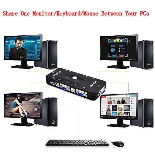 iKKEGOL 4-Port Monitor VGA SVGA USB 2.0 KVM Switch w/4 Cables Mouse Keyboard Video KVM Switch Kit - Thumbnail 4