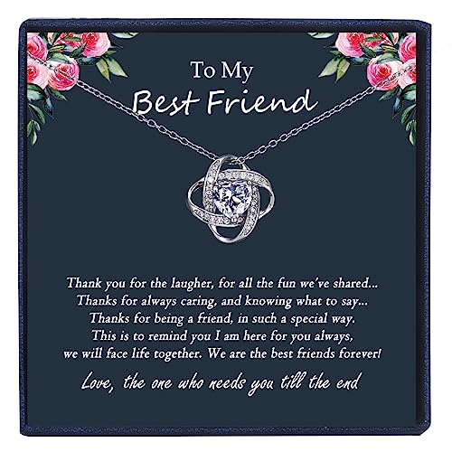 EPIRORA Sterling Silver Cubic Zirconia Love Knot Pendant Necklace for Women, Graduation Birthday Christmas Jewelry Gifts for Friends/Wife/Sister/Daughter/Mom