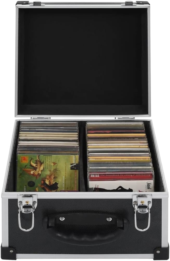 CD Case for 40 CDs Aluminum ABS Black,Weight:4.39lbs,91859