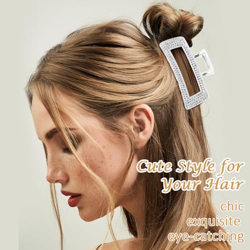 2 Piezas Pinzas para el Cabello con Rhinestones Cuadrados miniatura 5