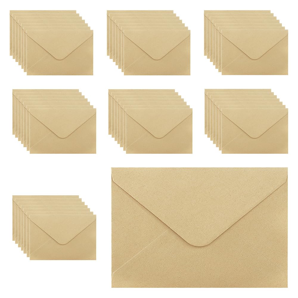 WYAN Mini Envelopes-50 Pack 15.5 * 10.5cm Brown Classic Flap Envelopes,Small Parts Envelope,Gummed Envelope for Gift,Greeting Cards,Wedding,Business,Invitation(Card not Included) — image 1